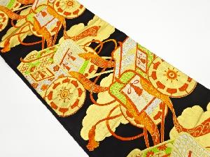 リサイクル　御所車に雲模様織出し袋帯